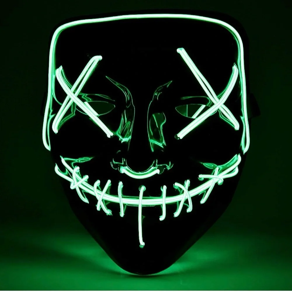 Green Masks Halloween LED Mask Light Up Festival Cosplay Glow in Dark